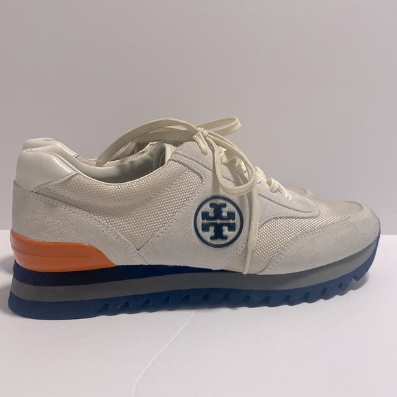 Tory Burch Color Block Orange & Cream Sneakers | Size: 7.5 - Picture 9 of 13